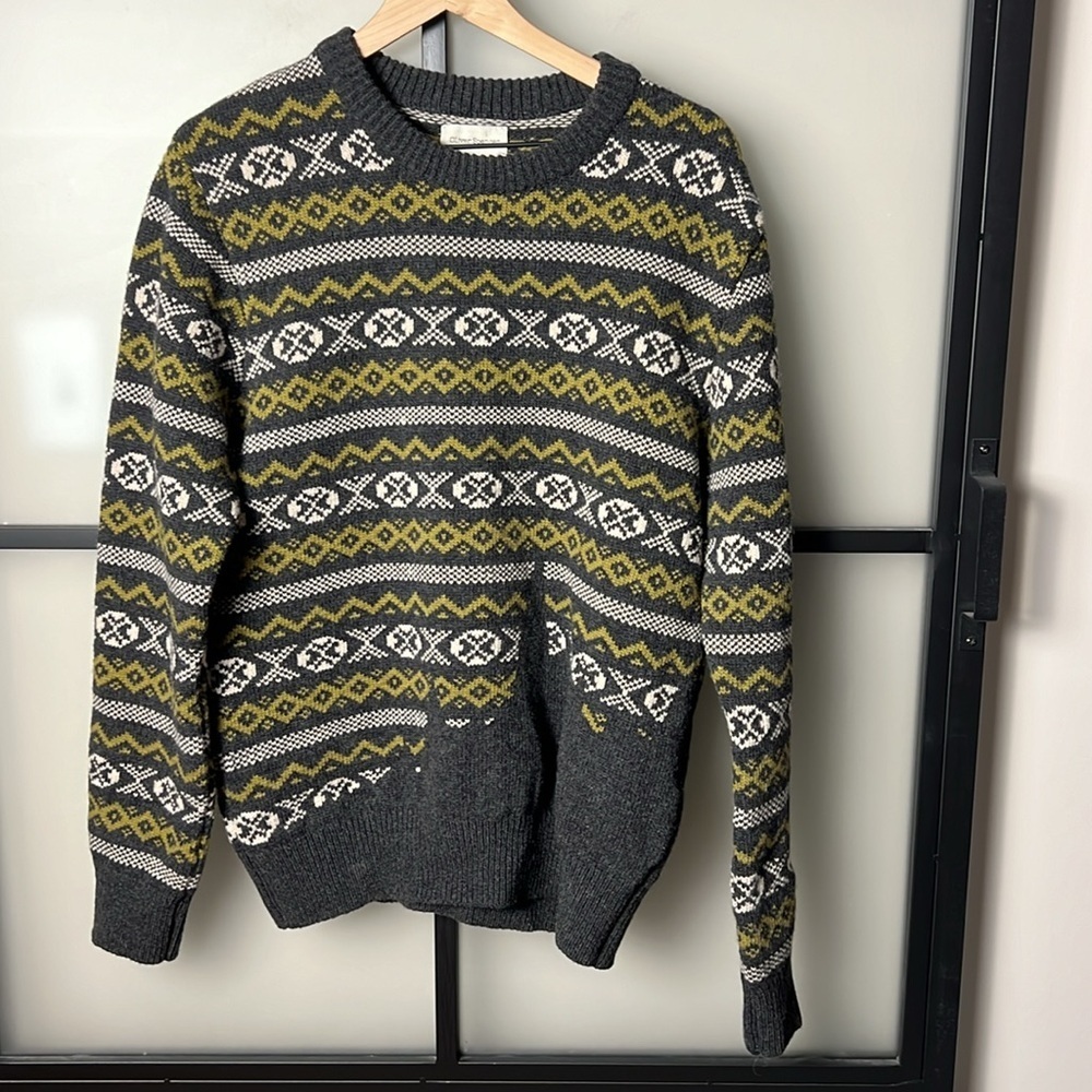 Oliver Spencer BLENHEIM ROOKLEY CREWNECK WOOL SWEATER IN GREY Size Large